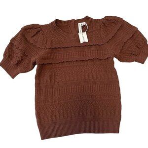 Janie and Jack NEW Brown Puff Sleeve Ruffle Sweater Top Girls size 7